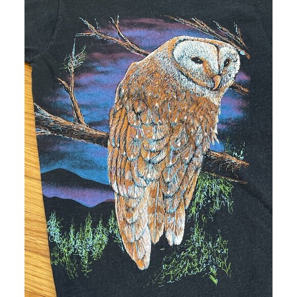 VTG 90s XXL 2XL Lake Tahoe Barn Owl Nature Habitat Single Stitch T-Shirt USA - Picture 10 of 11